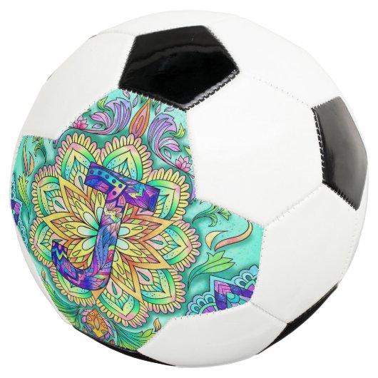 Alphabet J mandala Voetbal (Drie kwart)