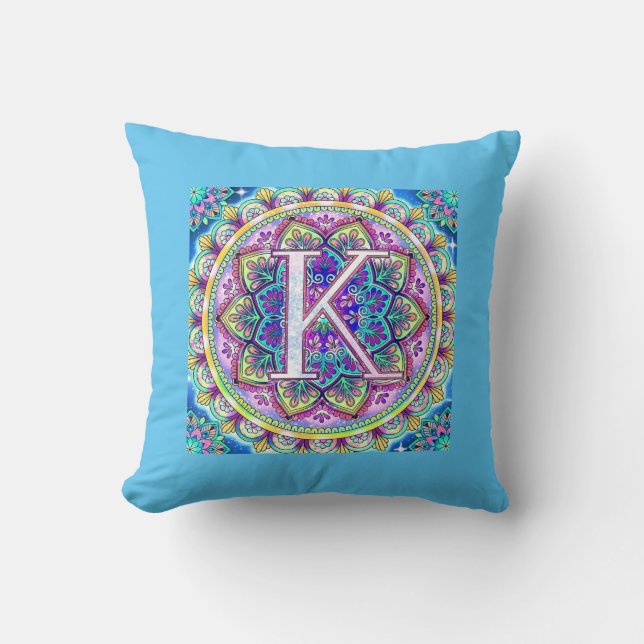 Alphabet K mandala Kussen (Voorkant)