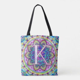 Alphabet K mandala Tote Bag