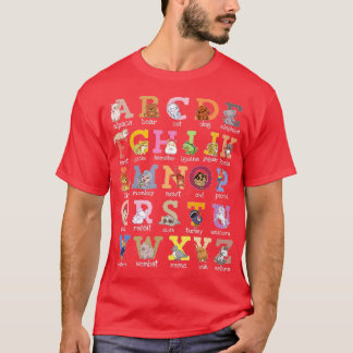 Alphabet Kinder Letters Cat Dog Ferret Hamster Par T-shirt
