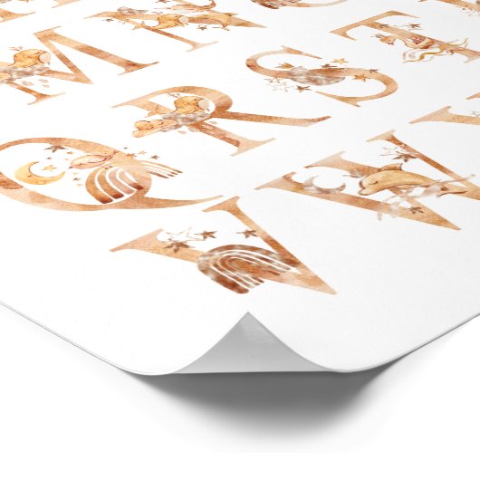 Alphabet Kinderkamer Decor Waterverf ABC Grafiek Poster (Hoek)