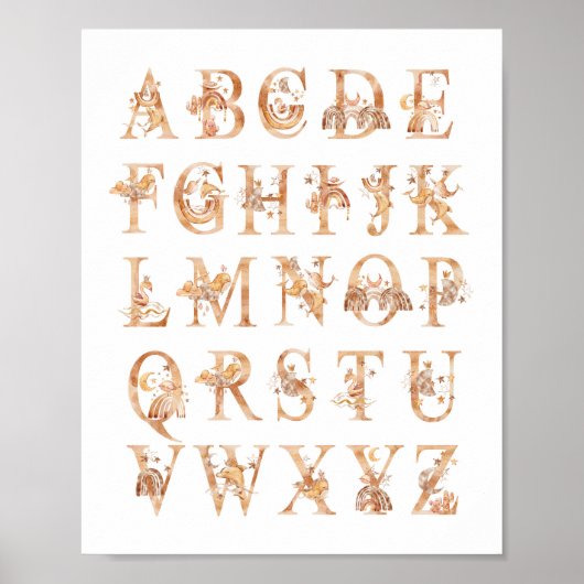 Alphabet Kinderkamer Decor Waterverf ABC Grafiek Poster (Voorkant)