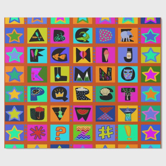 Alphabet Kleurrijke Cadeauverpakking Papier - Rood (Vlak)