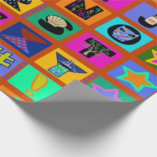 Alphabet Kleurrijke Cadeauverpakking Papier - Rood (Hoek)