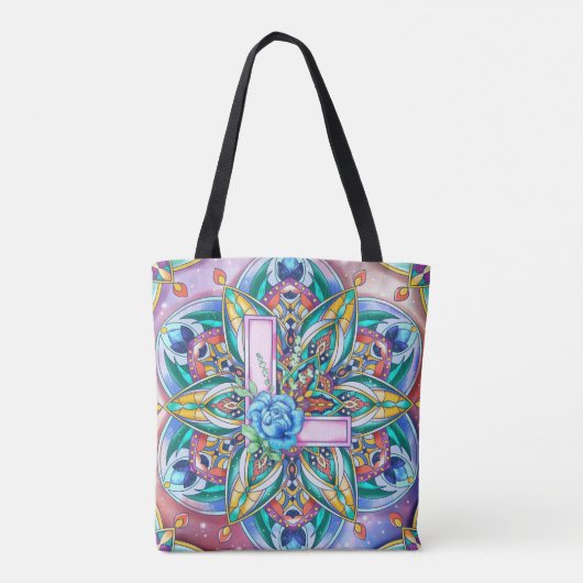 Alphabet L mandala Tote Bag (Achterkant)