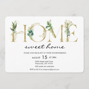 Alphabet Leaf Home Huisverwarming Uitnodiging