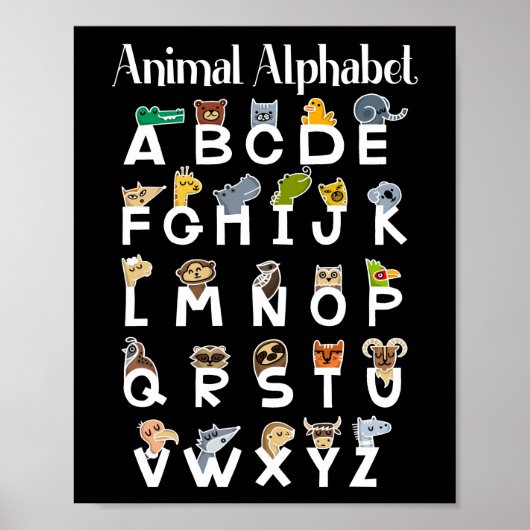 Alphabet Learning Kids Cute Animals ABCs Poster (Voorkant)