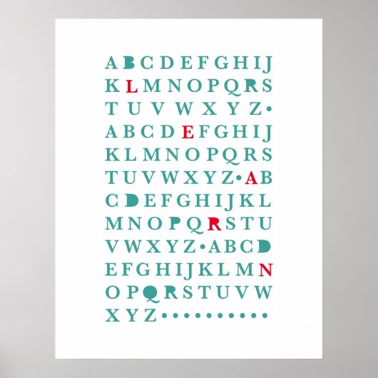 Alphabet Leer Letter Moderne Typografie ABC-Poster Poster (Voorkant)