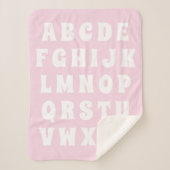 Alphabet Letter Abc roze witte kinder kinderen Sherpa Deken (Voorkant)