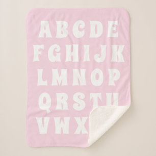 Alphabet Letter Abc roze witte kinder kinderen Sherpa Deken