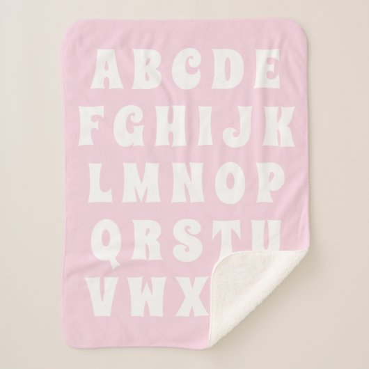 Alphabet Letter Abc roze witte kinder kinderen Sherpa Deken (Voorkant)