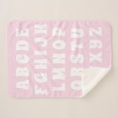 Alphabet Letter Abc roze witte kinder kinderen Sherpa Deken (Voorkant (horizontaal))