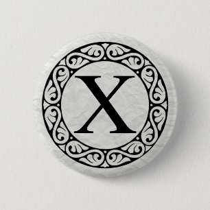 Alphabet Letter Chi Ronde Button 5,7 Cm