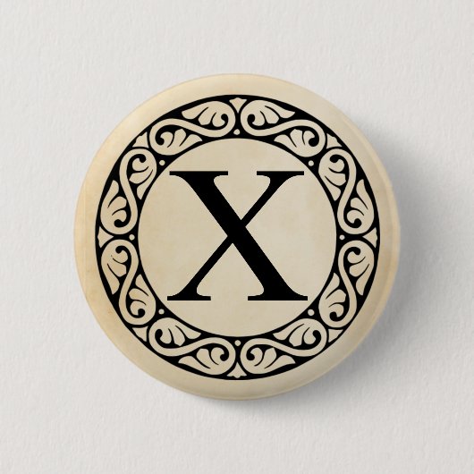 Alphabet Letter Chi Ronde Button 5,7 Cm (Voorkant)