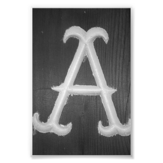 Alphabet Letter-fotografie A10 Black & White, 4x6 Foto Afdruk (Voorkant)