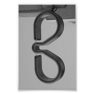 Alphabet Letter-fotografie B8 Black en White 4x6 Foto Afdruk