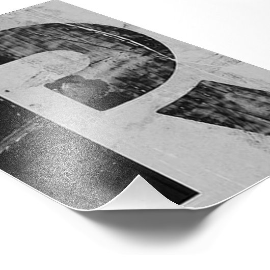 Alphabet Letter-fotografie R2 Black en White, 4x6 Foto Afdruk (Hoek)
