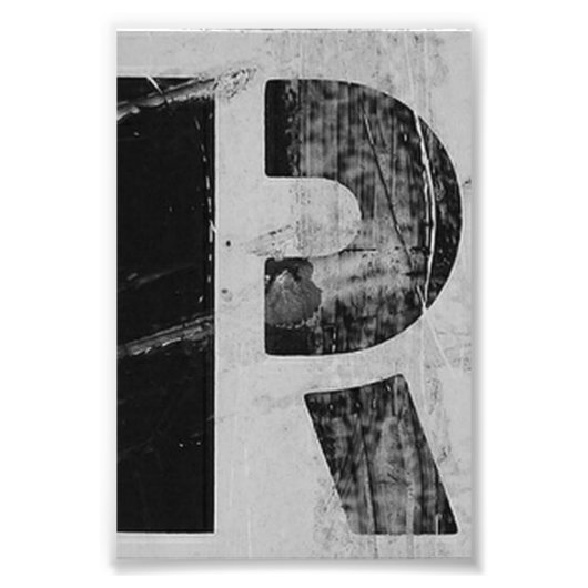 Alphabet Letter-fotografie R2 Black en White, 4x6 Foto Afdruk (Voorkant)