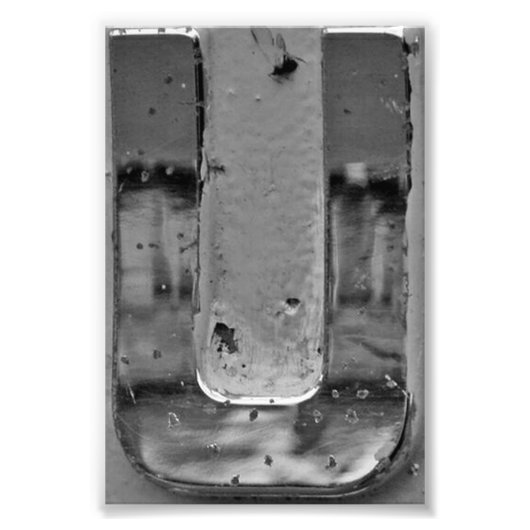 Alphabet Letter-fotografie U3 Black en White, 4x6 Foto Afdruk (Voorkant)