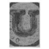 Alphabet Letter-fotografie U4 Black en White, 4x6 Foto Afdruk (Voorkant)