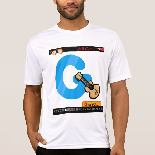 Alphabet Letter G is for Guitar T-shirt (Voorkant)