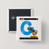 Alphabet Letter G is for Guitar Vierkante Button 5,1 Cm (Voorkant /achterkant)