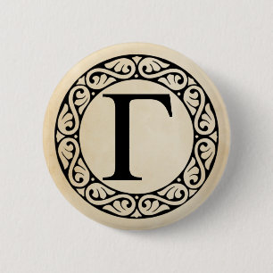 Alphabet Letter Gamma Ronde Button 5,7 Cm