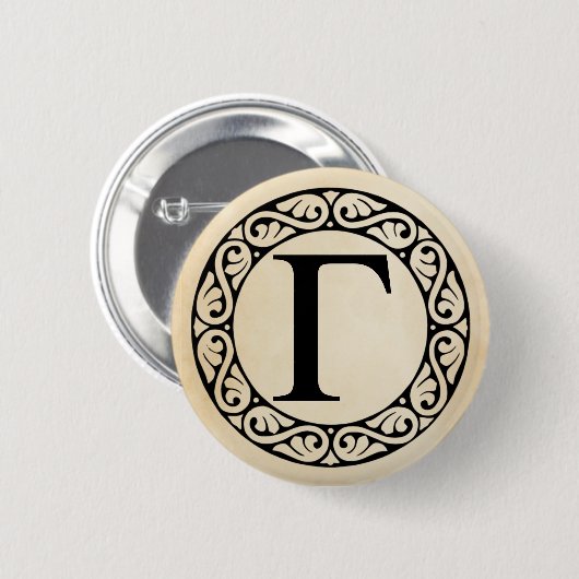 Alphabet Letter Gamma Ronde Button 5,7 Cm (Voorkant /achterkant)