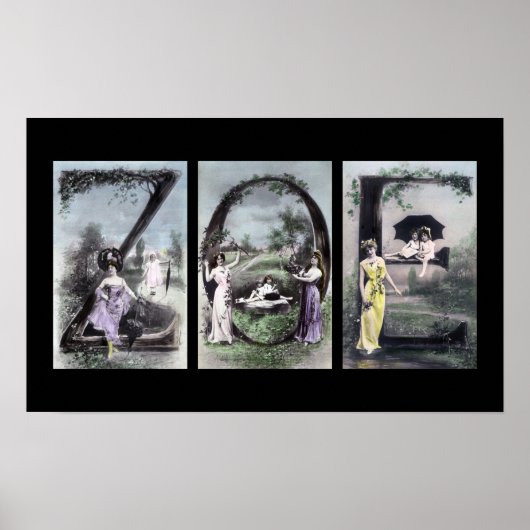 Alphabet Letter Name Art ZOE Poster (Voorkant)