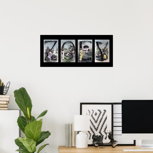 Alphabet Letter Name Art ZOEY Poster (Thuiskantoor)