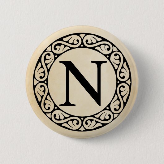 Alphabet Letter Nu Ronde Button 5,7 Cm (Voorkant)