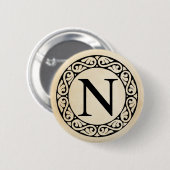 Alphabet Letter Nu Ronde Button 5,7 Cm (Voorkant /achterkant)