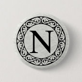 Alphabet Letter Nu Ronde Button 5,7 Cm (Voorkant)