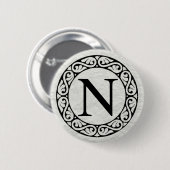 Alphabet Letter Nu Ronde Button 5,7 Cm (Voorkant /achterkant)