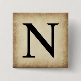 Alphabet Letter Nu Vierkante Button 5,1 Cm