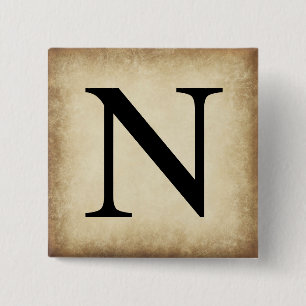Alphabet Letter Nu Vierkante Button 5,1 Cm