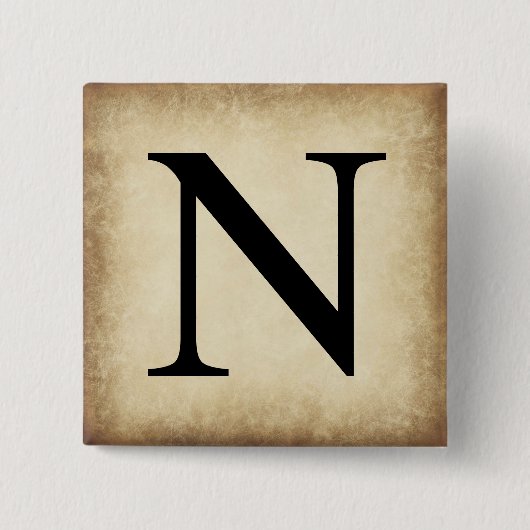 Alphabet Letter Nu Vierkante Button 5,1 Cm (Voorkant)