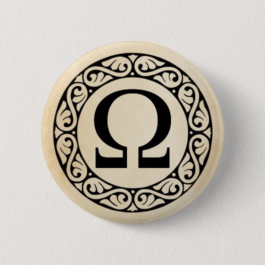 Alphabet Letter Omega Ronde Button 5,7 Cm (Voorkant)