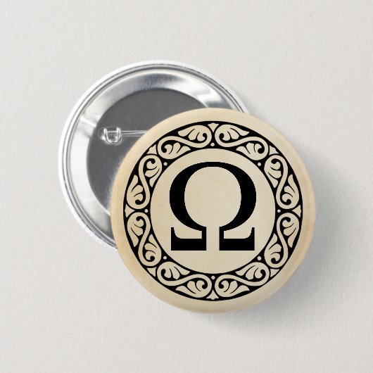 Alphabet Letter Omega Ronde Button 5,7 Cm (Voorkant /achterkant)