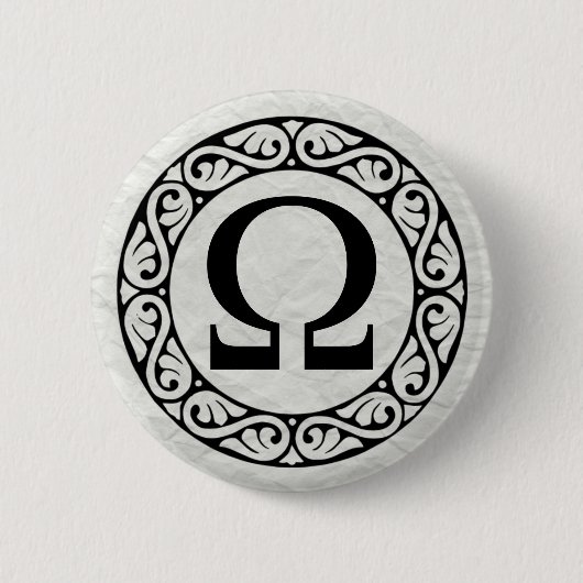 Alphabet Letter Omega Ronde Button 5,7 Cm (Voorkant)