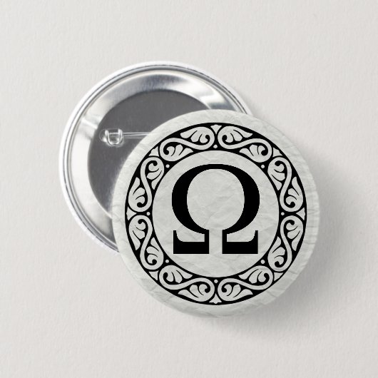 Alphabet Letter Omega Ronde Button 5,7 Cm (Voorkant /achterkant)