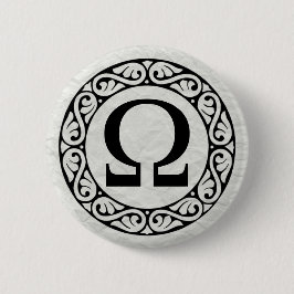 Alphabet Letter Omega Ronde Button 5,7 Cm