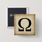 Alphabet Letter Omega Vierkante Button 5,1 Cm (Voorkant /achterkant)