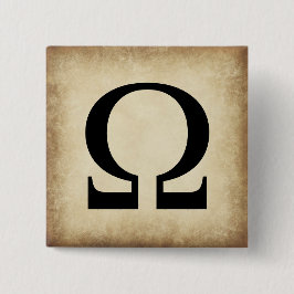 Alphabet Letter Omega Vierkante Button 5,1 Cm