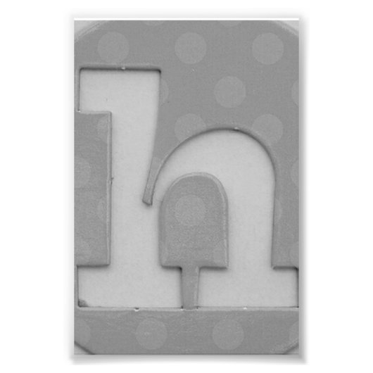 Alphabet Letter Photography H5 Black en White 4x6 Foto Afdruk (Voorkant)