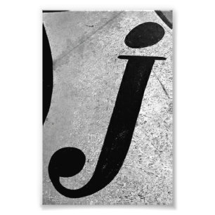 Alphabet Letter Photography J1 Black en White 4x6 Foto Afdruk