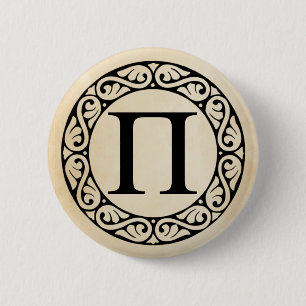 Alphabet Letter Pi Ronde Button 5,7 Cm