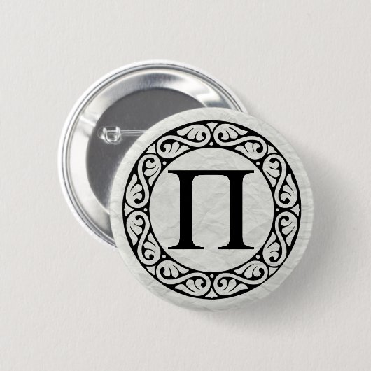Alphabet Letter Pi Ronde Button 5,7 Cm (Voorkant /achterkant)