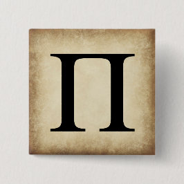 Alphabet Letter Pi Vierkante Button 5,1 Cm