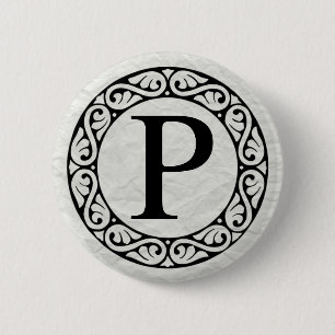 Alphabet Letter Rho Ronde Button 5,7 Cm